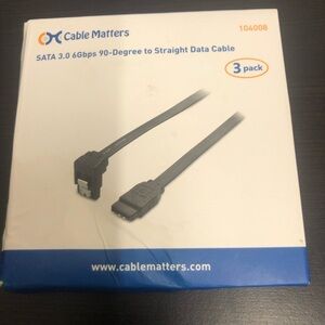 Cable Matters 18 inch Sata 90 degree to straight data cable 3 pack